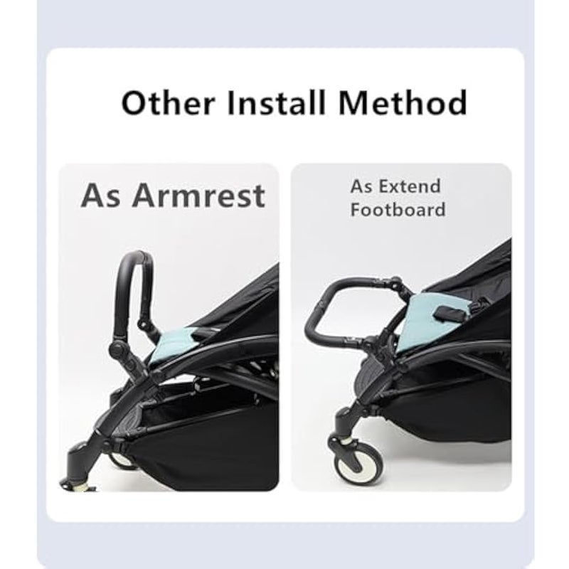 Universal Bumper Bar for Stroller Adjustable Angle Armrest Handlebar Crossbar Stroller Accessory Dual-Mode Opening with Black Handmade Smooth Leather Cover - Image 5